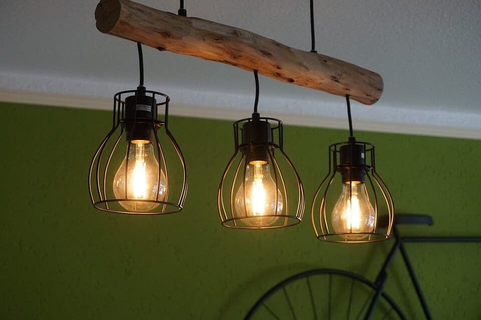 Pendant lighting installed above a kitchen table